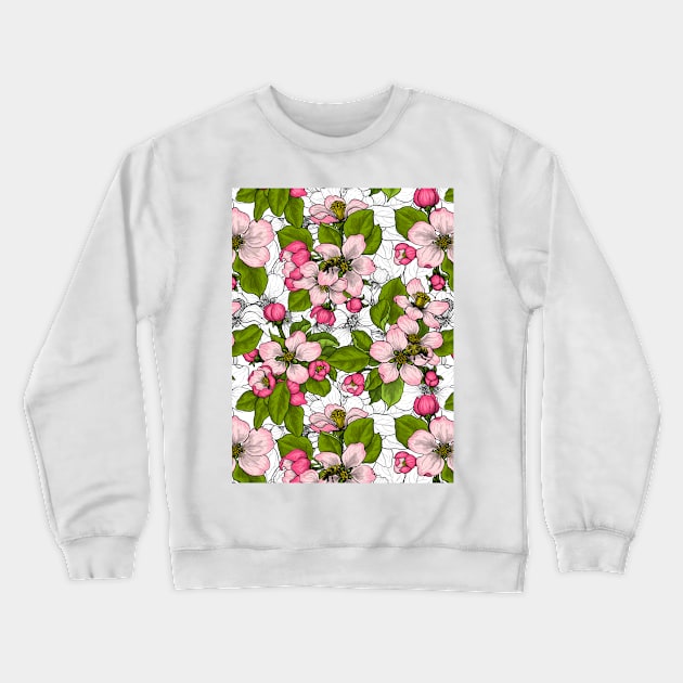 Apple blossom on  white Crewneck Sweatshirt by katerinamk